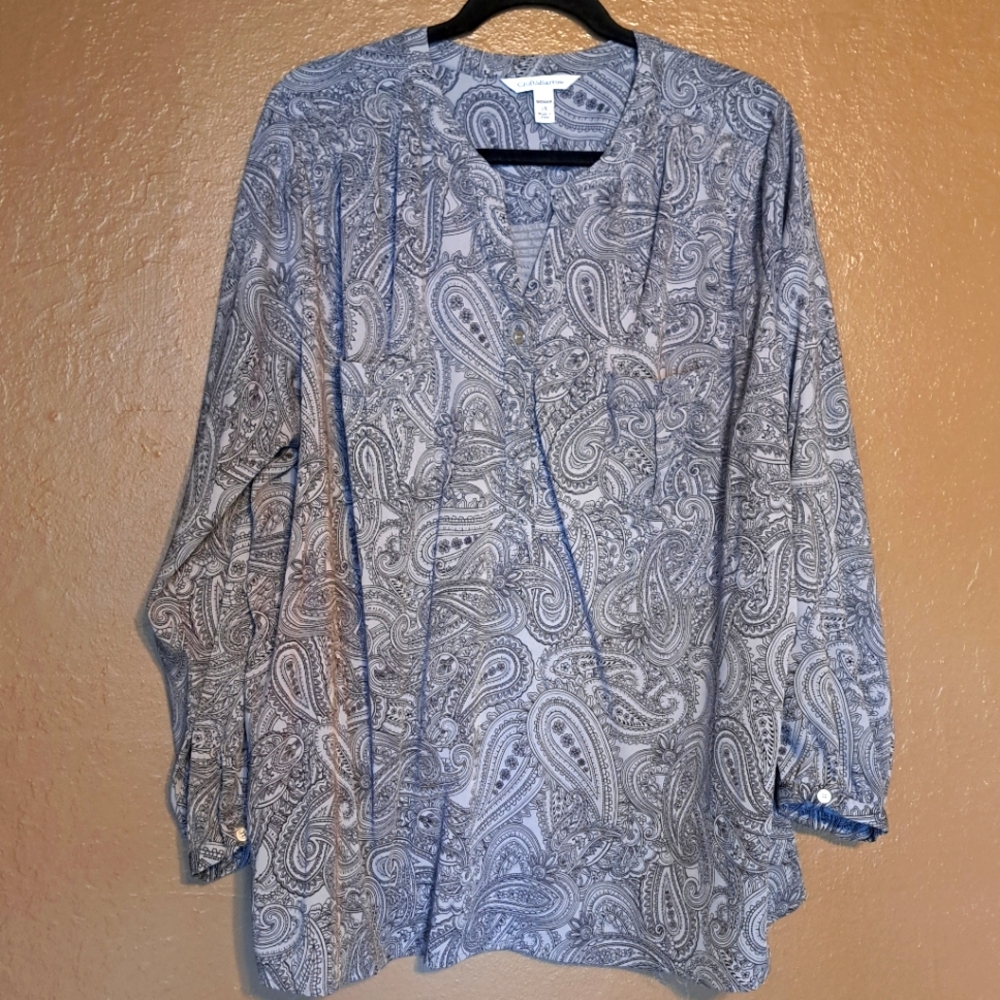 Croft & Barrow Grey Blouse Size 1X